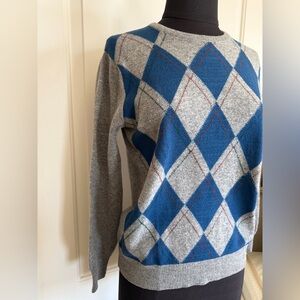 Vintage Italian Wool Argyle Sweater Fata Made in Italy